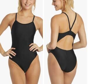 ClubSwim Solid Thin Strap One Piece Swimsuit Black 28 NEW